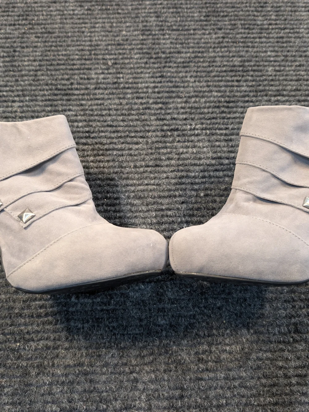BAMBOO Gray Layered Ankle Booties with Side Zip